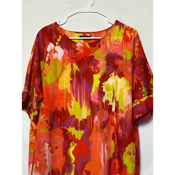 Natori Women’s Medium Pink/Yellow Lounge Dress Casual Relaxed Fit Sleepwear - Picture 9 of 10